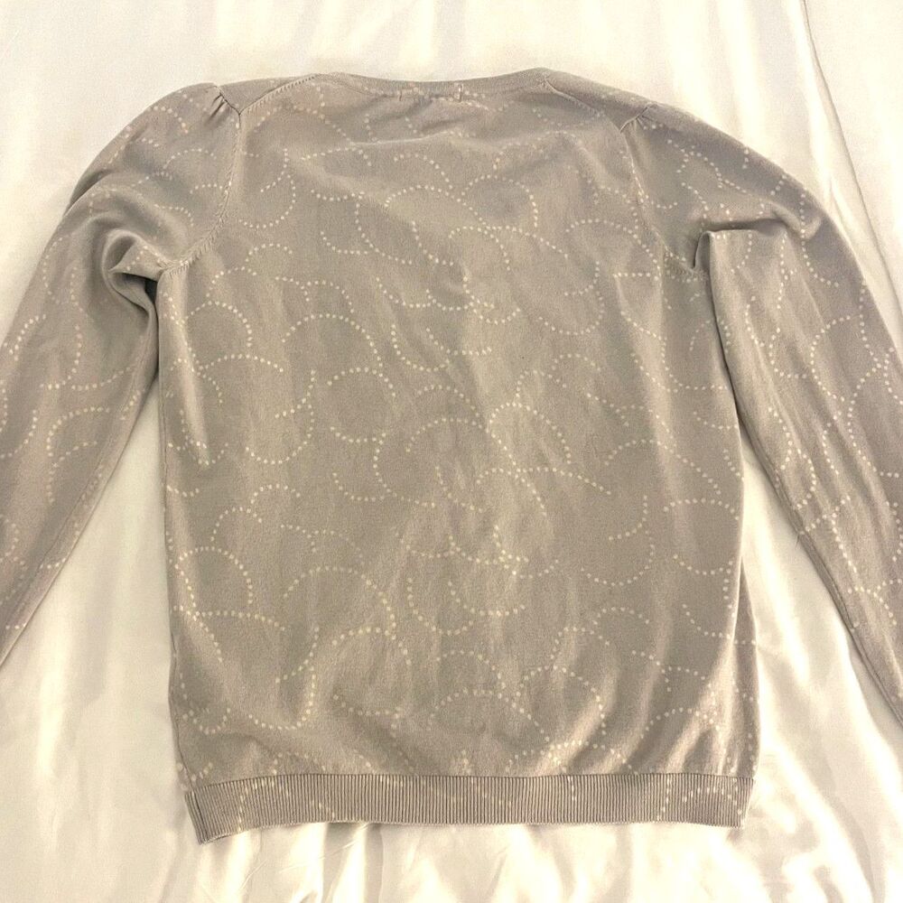 Boden Taupe Button Front Knit Cardigan 10 Polka Dot Abstract Work Preppy Sweater - Picture 9 of 14